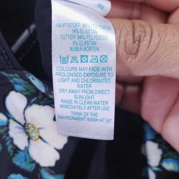 ASOS Swim Size 8 Black Floral Wrap Tie V Neck One Piece Sexy Swimsuit - Picture 8 of 13